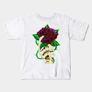 Rose Held By Bones Kids T-Shirt